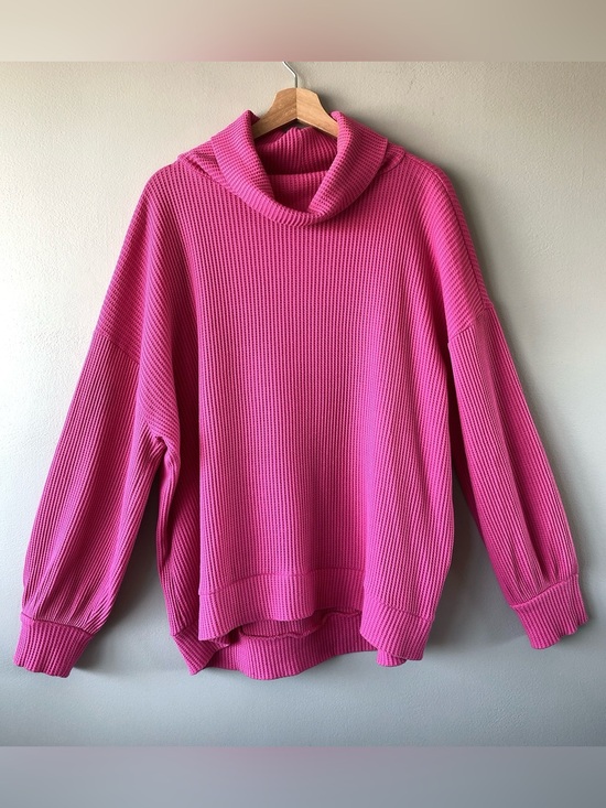 GAP Sweaters - GAP waffle knit oversized sweater pink cowl neck shirt